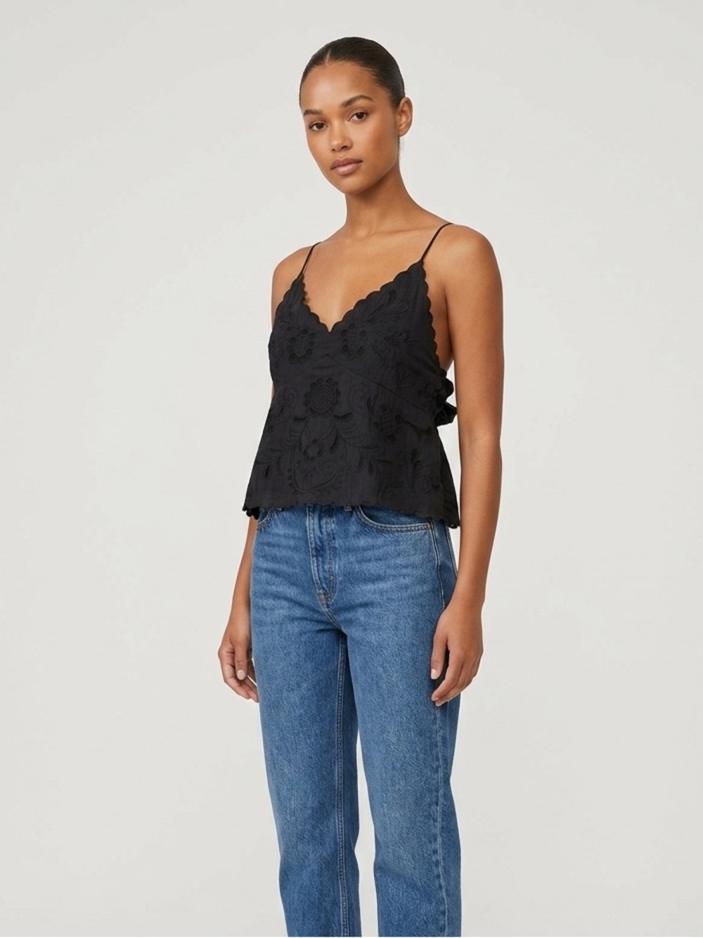 American Eagle Outfitters Black Top with Tag Detail